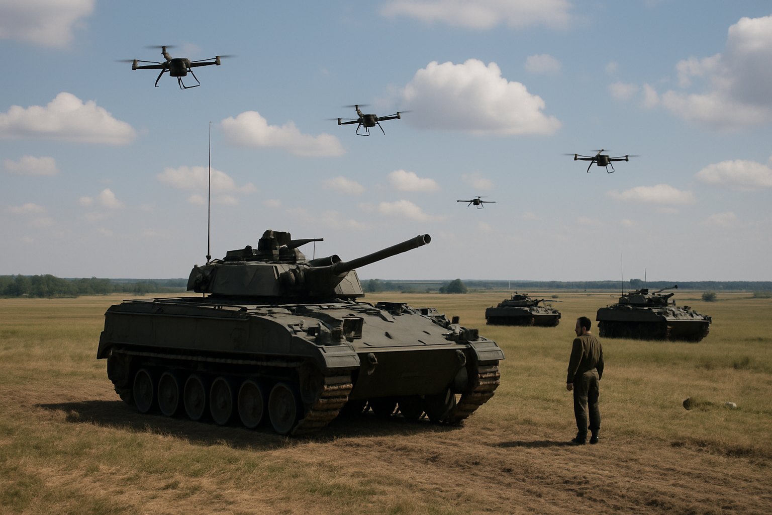 European Leaders Consider Combining Advanced Drones with Armored Vehicles