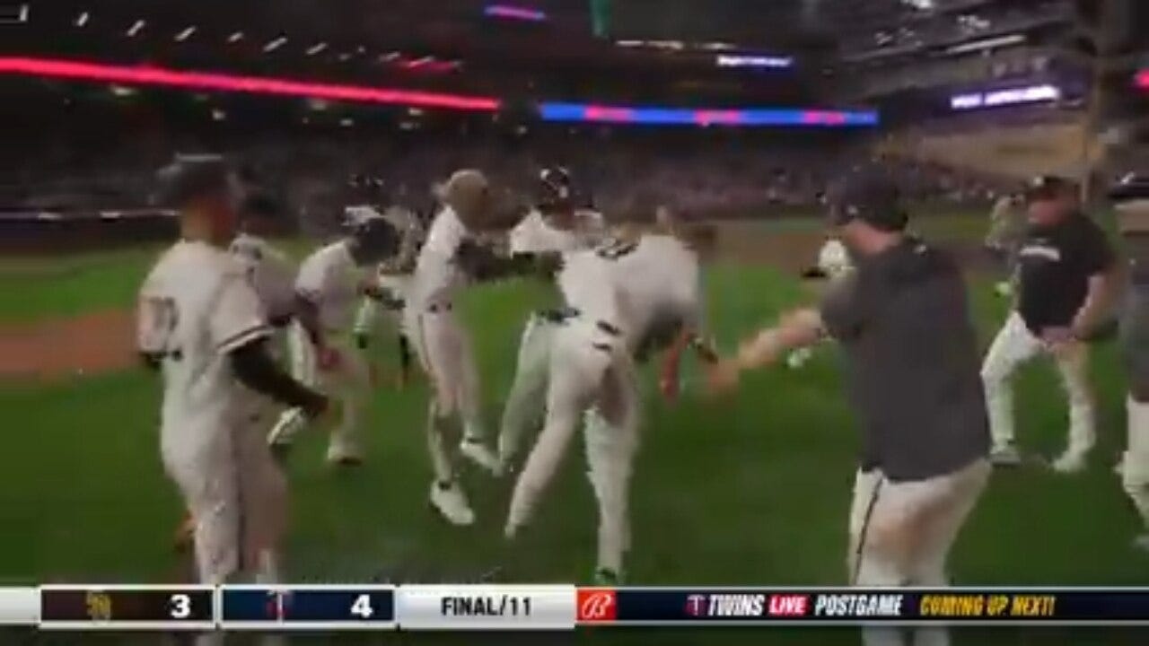 Alex Kirilloff hits a walk-off single as the Twins defeat the Padres in extras