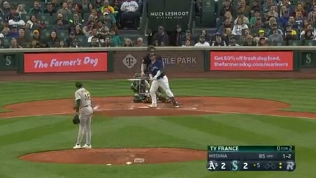 Ty France knocks a solo home run to give the Mariners a lead over the Athletics