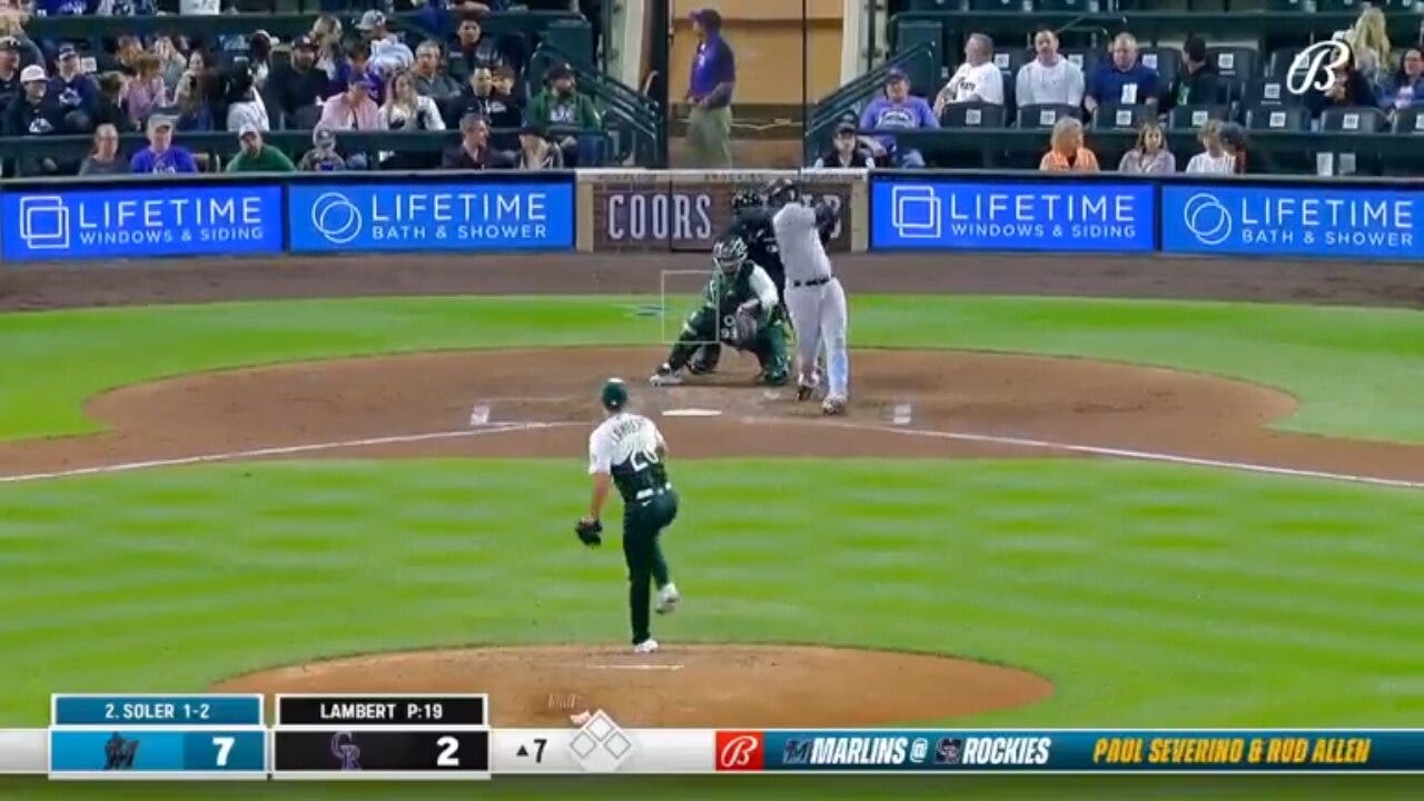 Marlins' Jorge Soler crushes a solo homer to extend lead over the Rockies