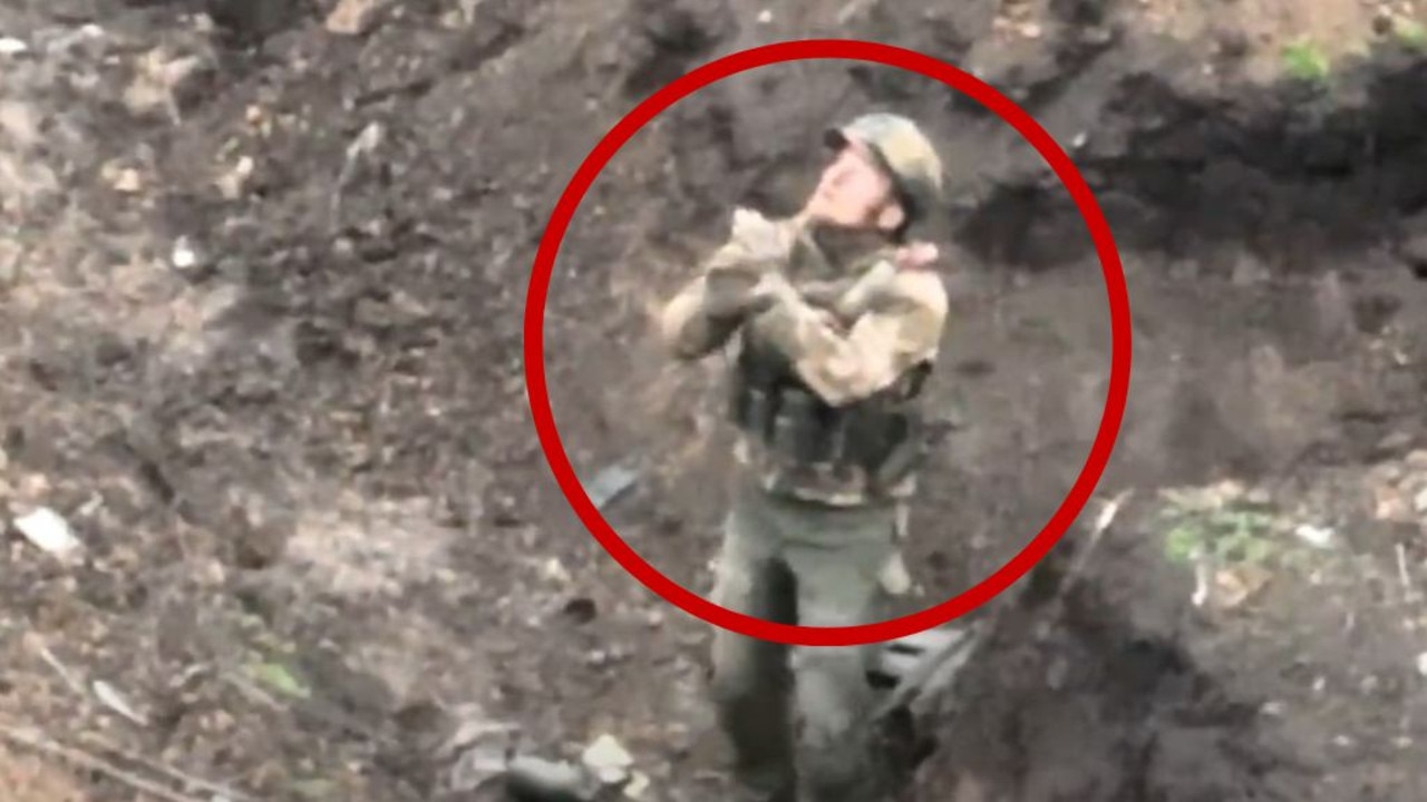 Video shows haunting moment Russian soldier surrenders to Ukrainian drone