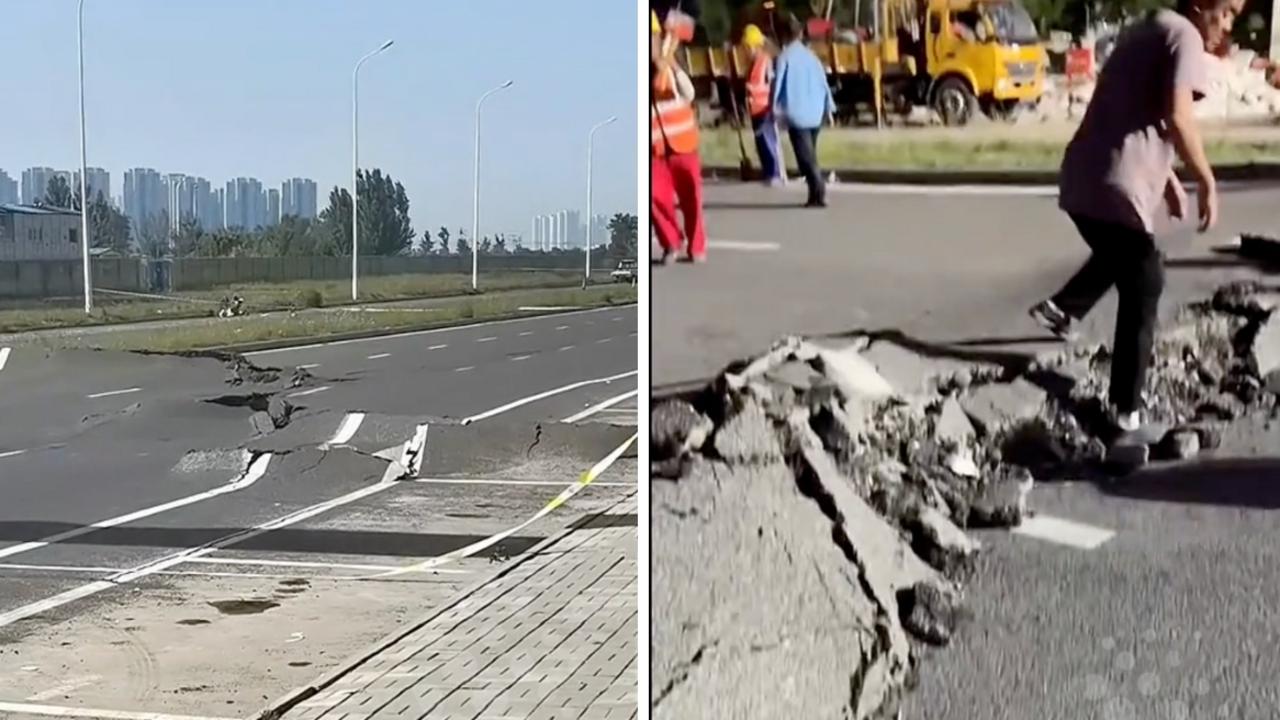 Giant crack in road sparks chaos, residents evacuated in China