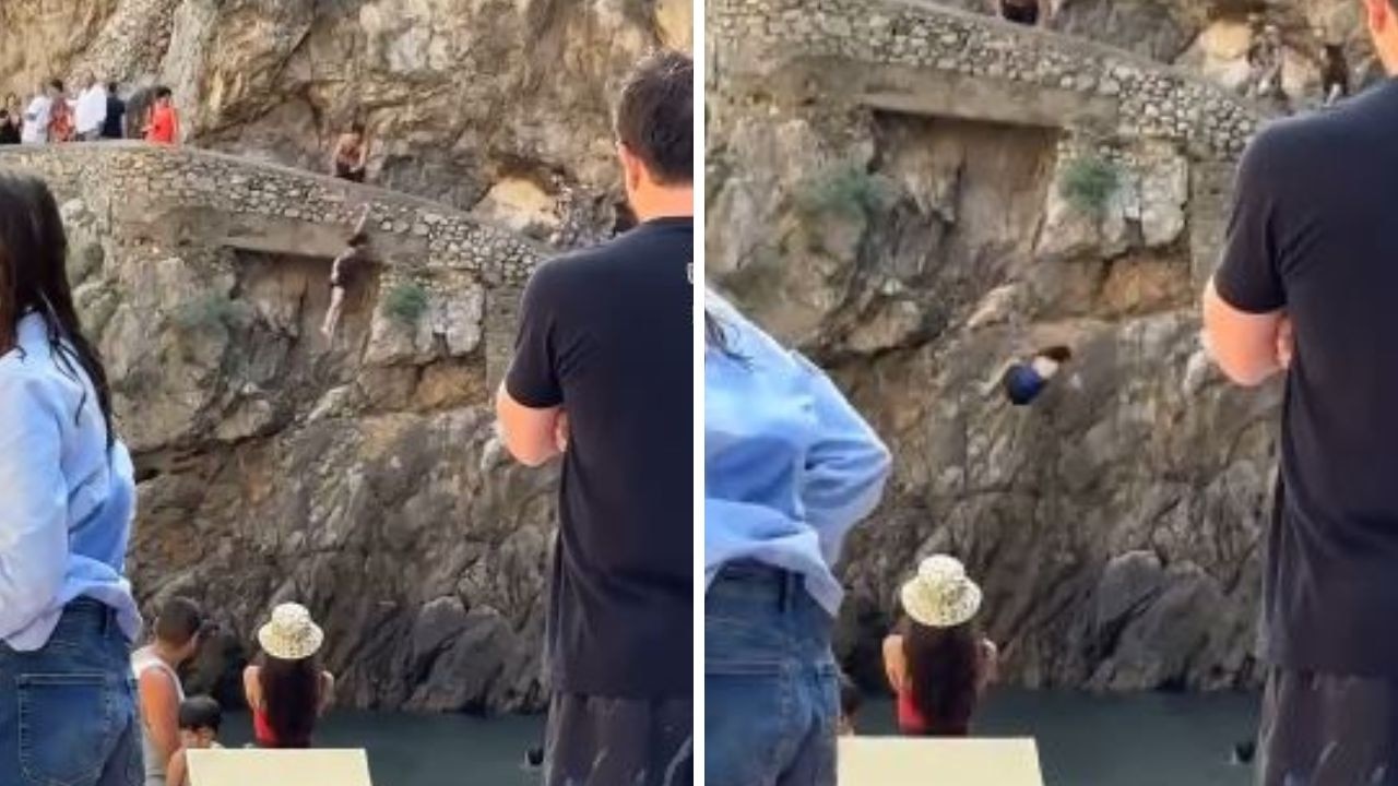 Tourist filmed dropping from cliff in Furore Italy