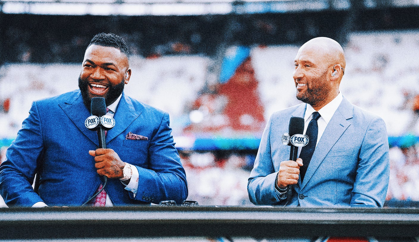 David Ortiz welcomes Derek Jeter to FOX Sports with custom Red Sox jersey