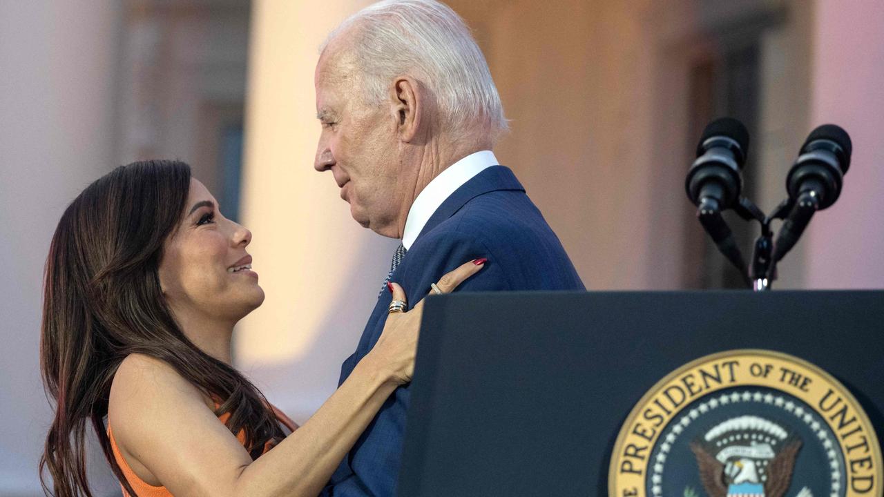 Joe Biden raises eyebrows with embrace of Eva Longoria at Flamin’ Hot screening