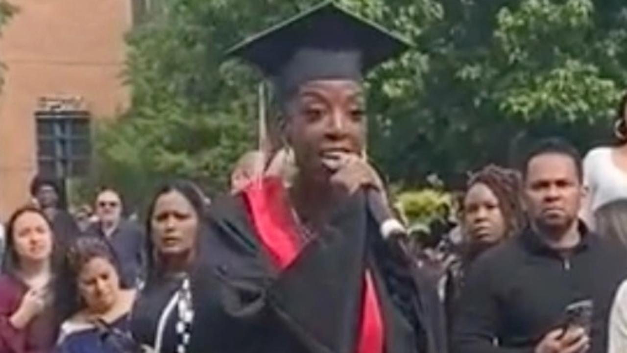 Black college graduate scuffles with educator, snatches microphone in viral video