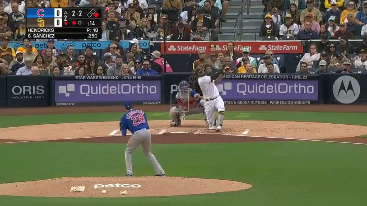 Gary Sanchez powers a two-run blast vs. the Cubs for his first Padres homer at Petco Park