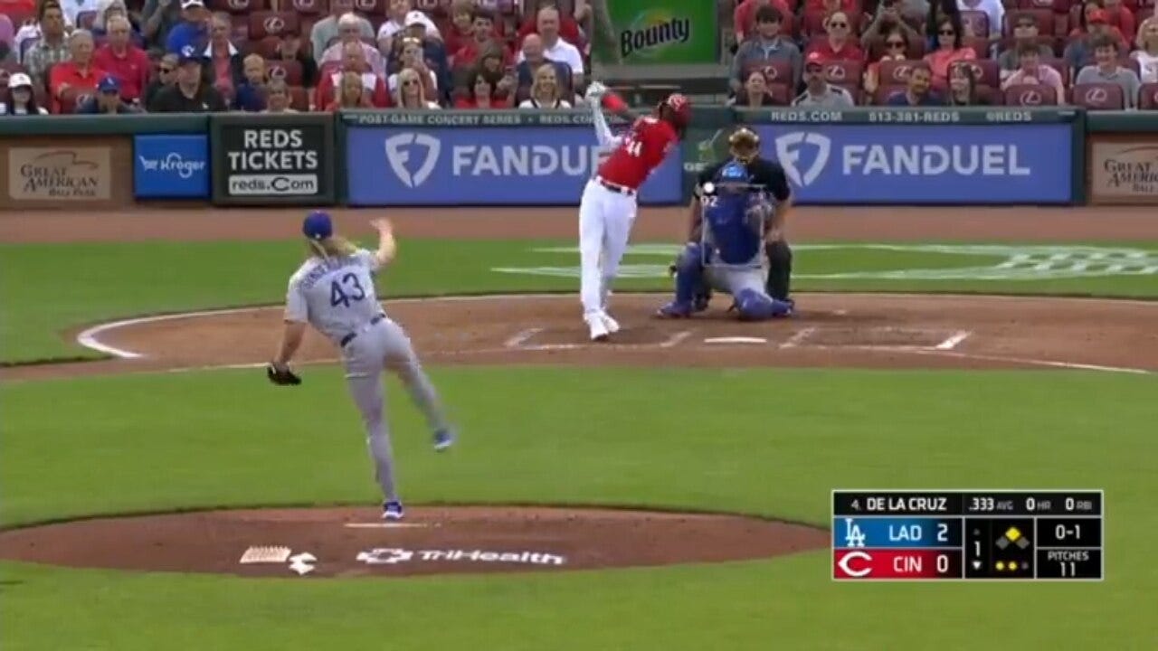 Reds' Elly De la Cruz BLASTS his FIRST Major League home run against the Dodgers