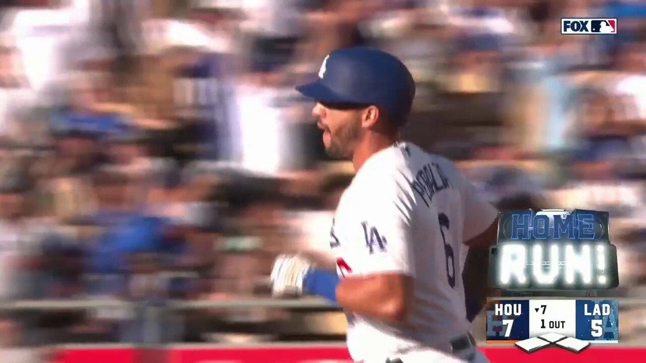 David Peralta smokes a two-run homer, helping the Dodgers trim into the Astros' lead