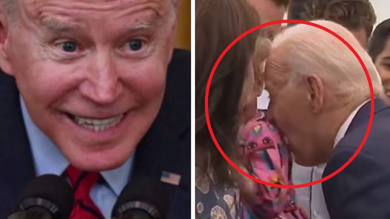 US President Joe Biden nibbles on girl’s shoulder in Helsinki, Finland during NATO visit