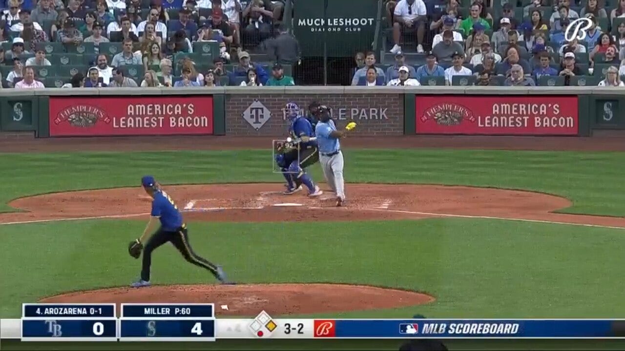 Randy Arozarena CRANKS a two-run home run to cut the Rays' deficit against the Mariners