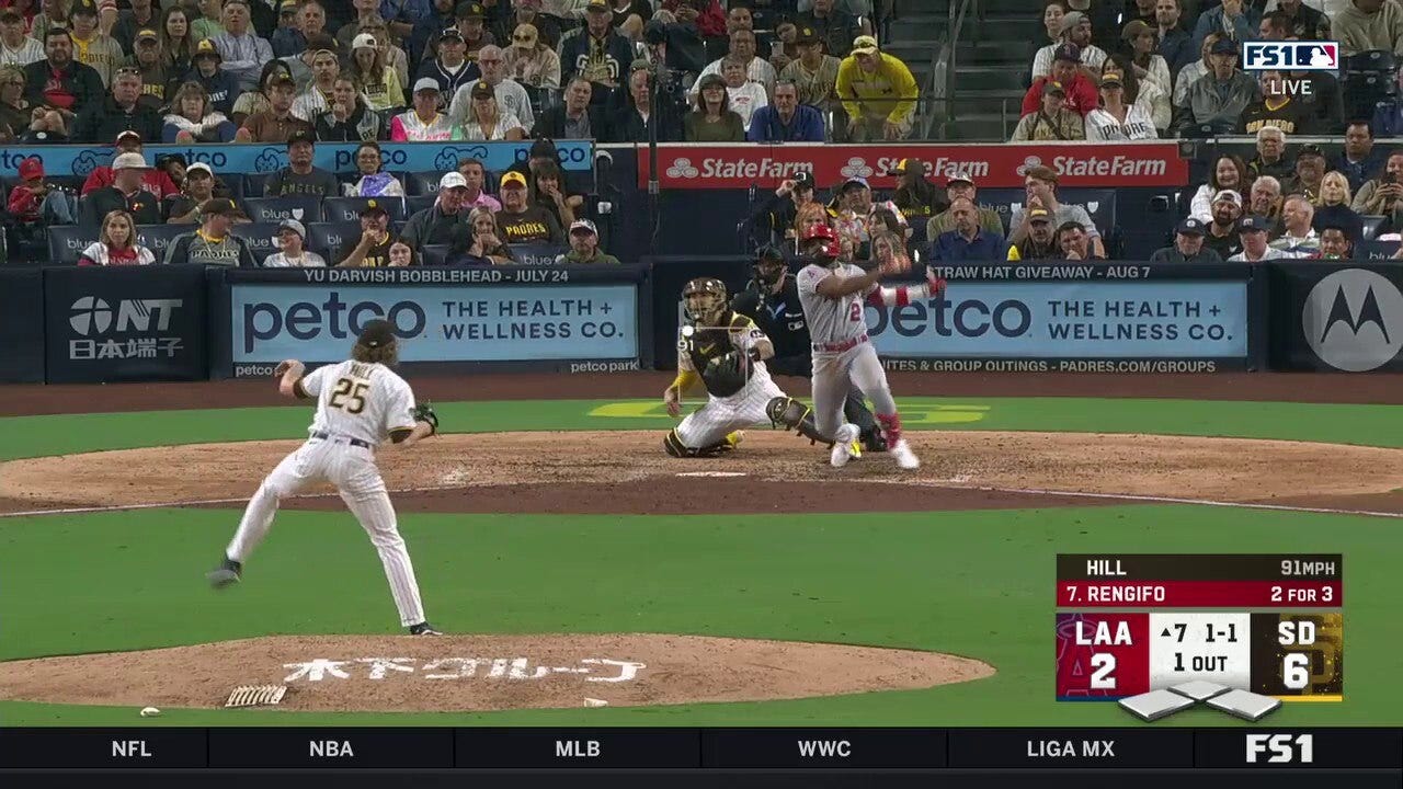 Luis Rengifo goes OPPO for a solo home run to cut the Angels' deficit against the Padres