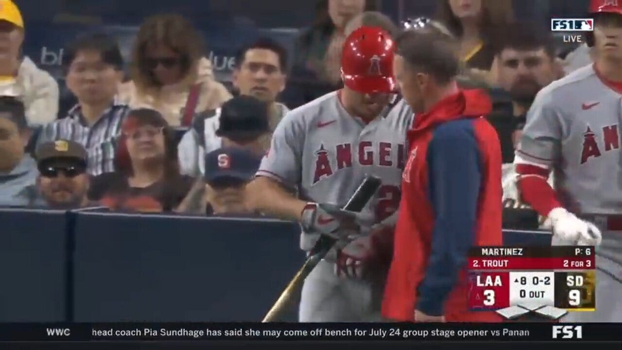 Mike Trout leaves game after suffering apparent injury vs. Padres