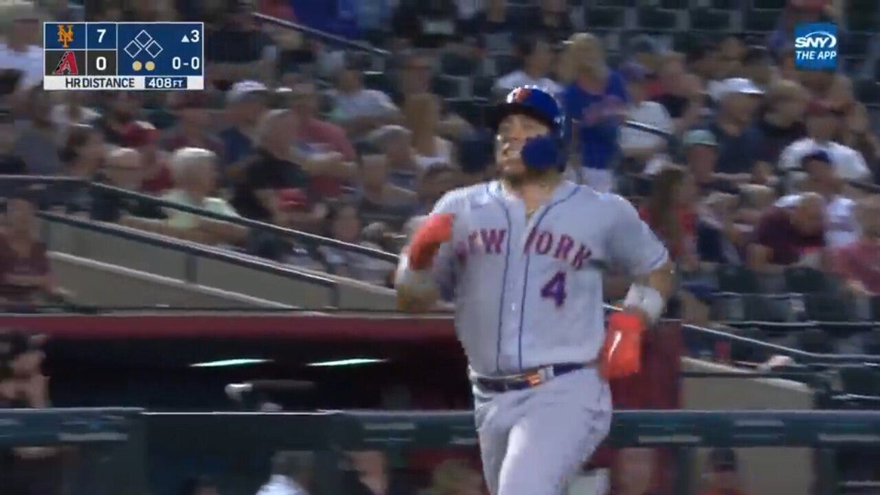 Francisco Alvarez crushes a two-run homer, extending the Mets' lead over the Diamondbacks