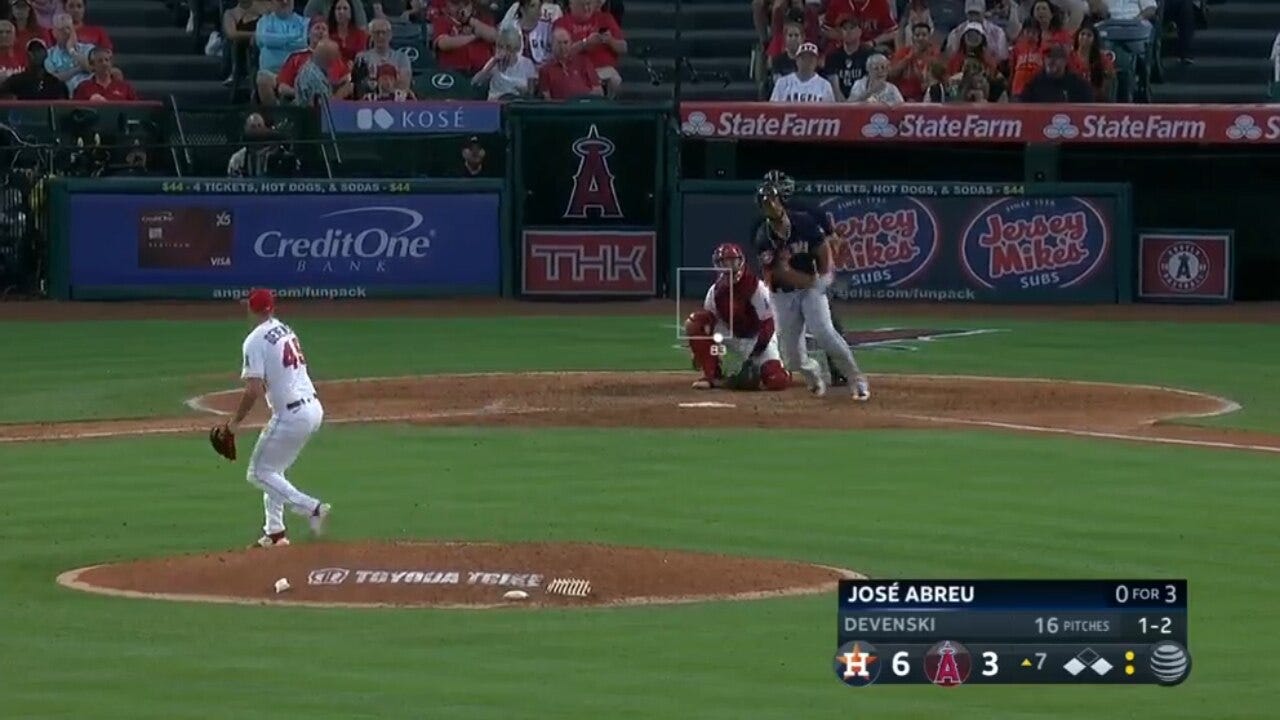 José Abreu CRUSHES a three-run home run to extend the Astros' lead over the Angels