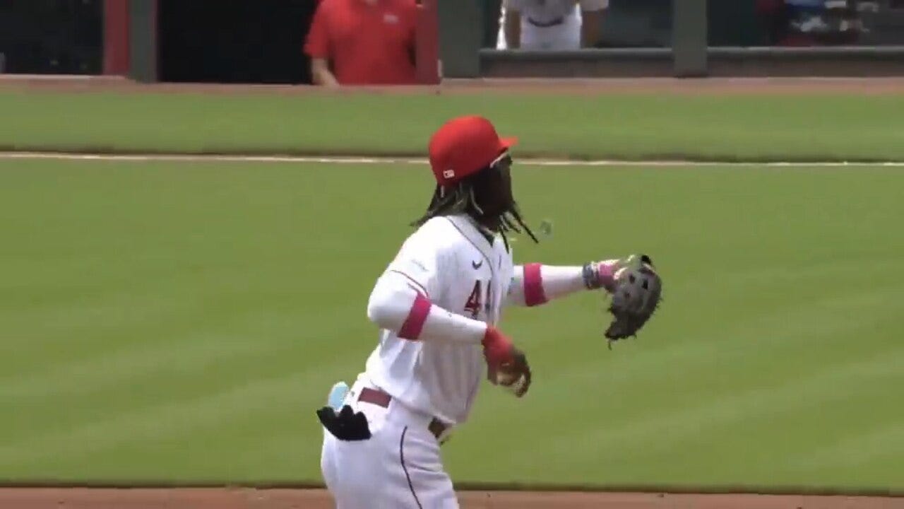 Reds' Elly De La Cruz sets an MLB RECORD with an UNREAL, 97.9 mph infield assist against the Brewers