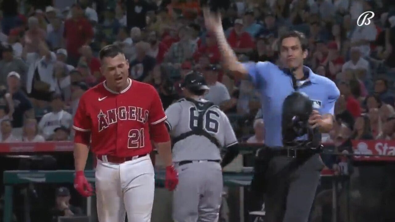 Angels’ Nick Ramirez EJECTED after yelling at the Ump on a strike-out call against Yankees