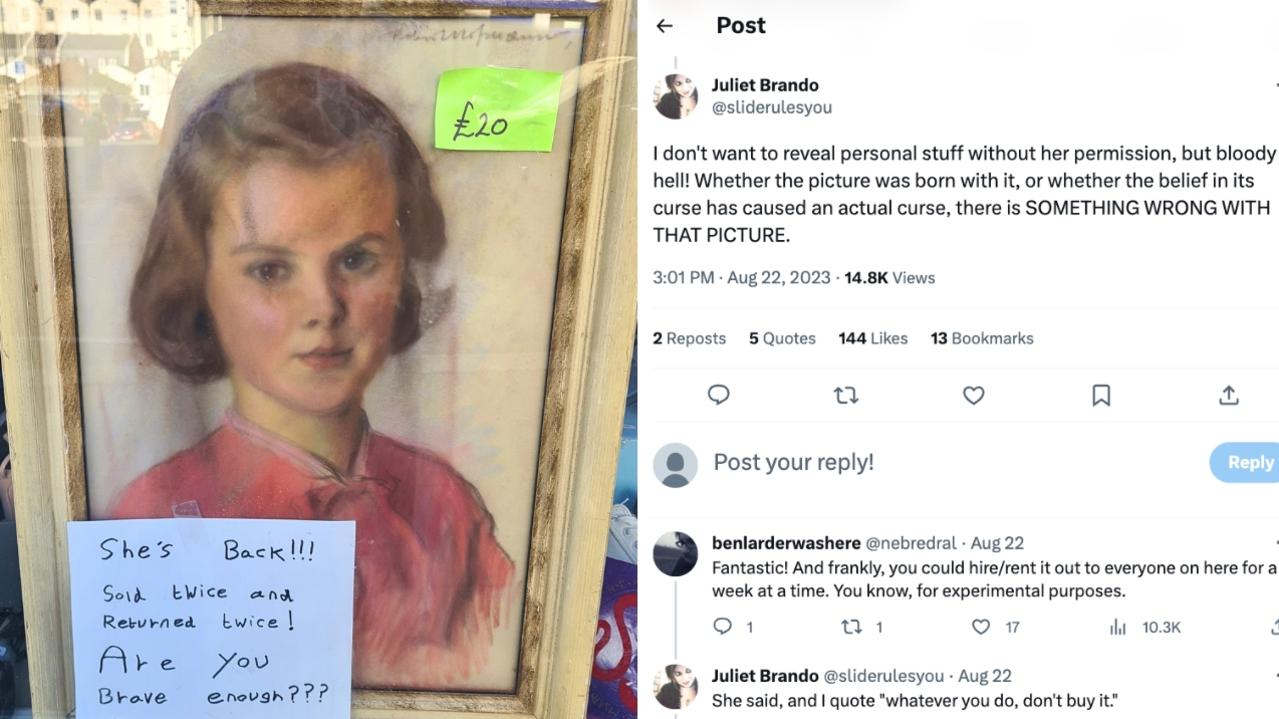 ‘Cursed’ painting of young girl returned to UK op shop twice