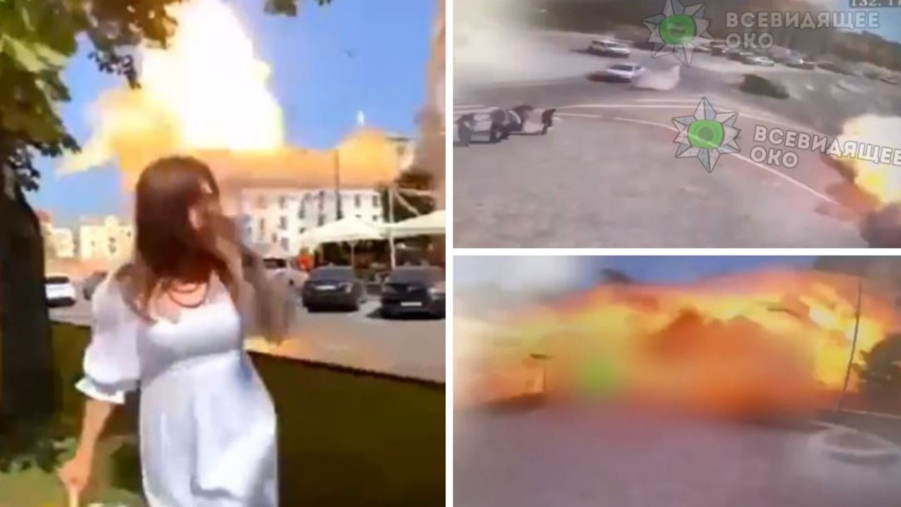 Horror moment Russian rocket hits Ukrainian city Chernihiv