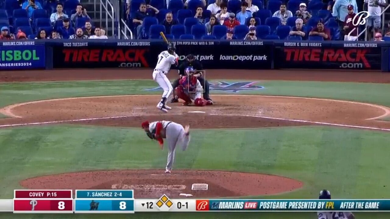 Jesús Sánchez hits a walk-off single in the 12th to put a bow on the Marlins' win over the Phillies