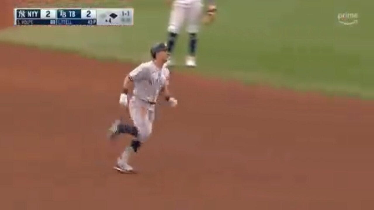 Anthony Volpe BLASTS a two-run homer to give the Yankees the lead over the Rays