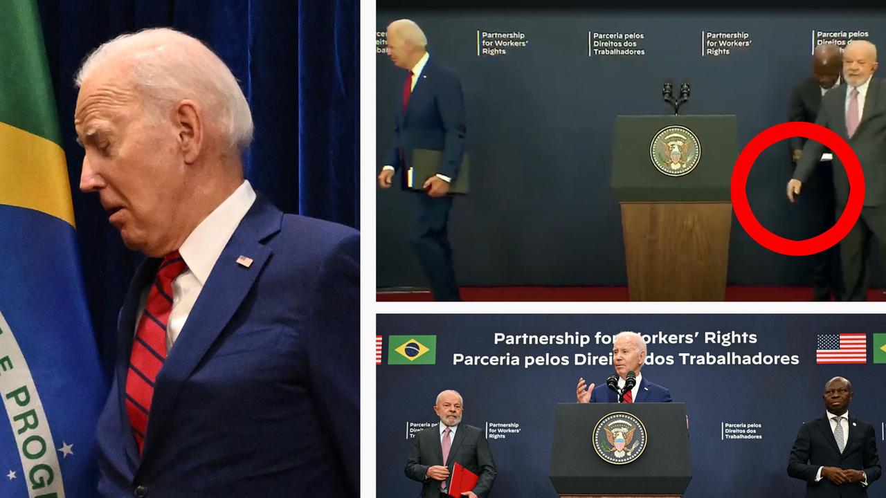 US President Joe Biden walks into flag, snubs Brazil president