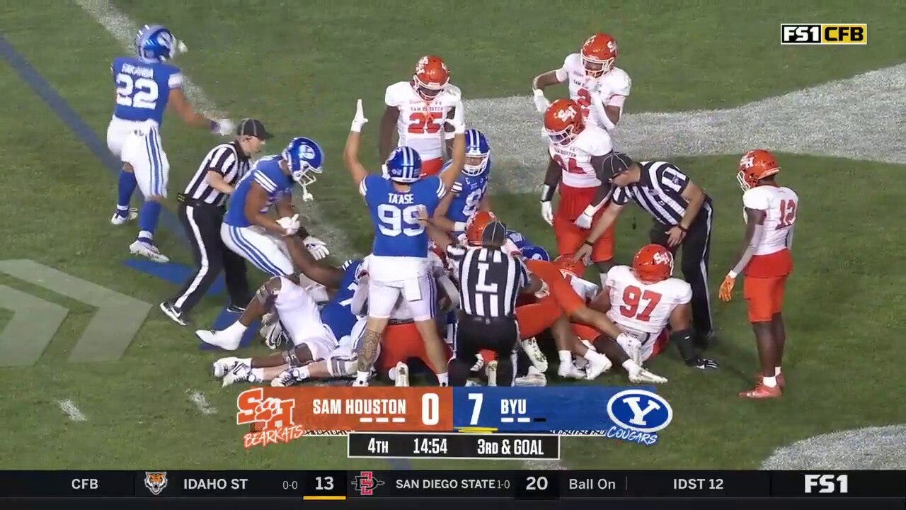 Kedon Slovis' one-yard rushing TD extends BYU's lead over Sam Houston State