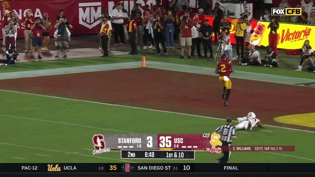 Caleb Williams connects with Brenden Rice to extend USC's lead over Stanford