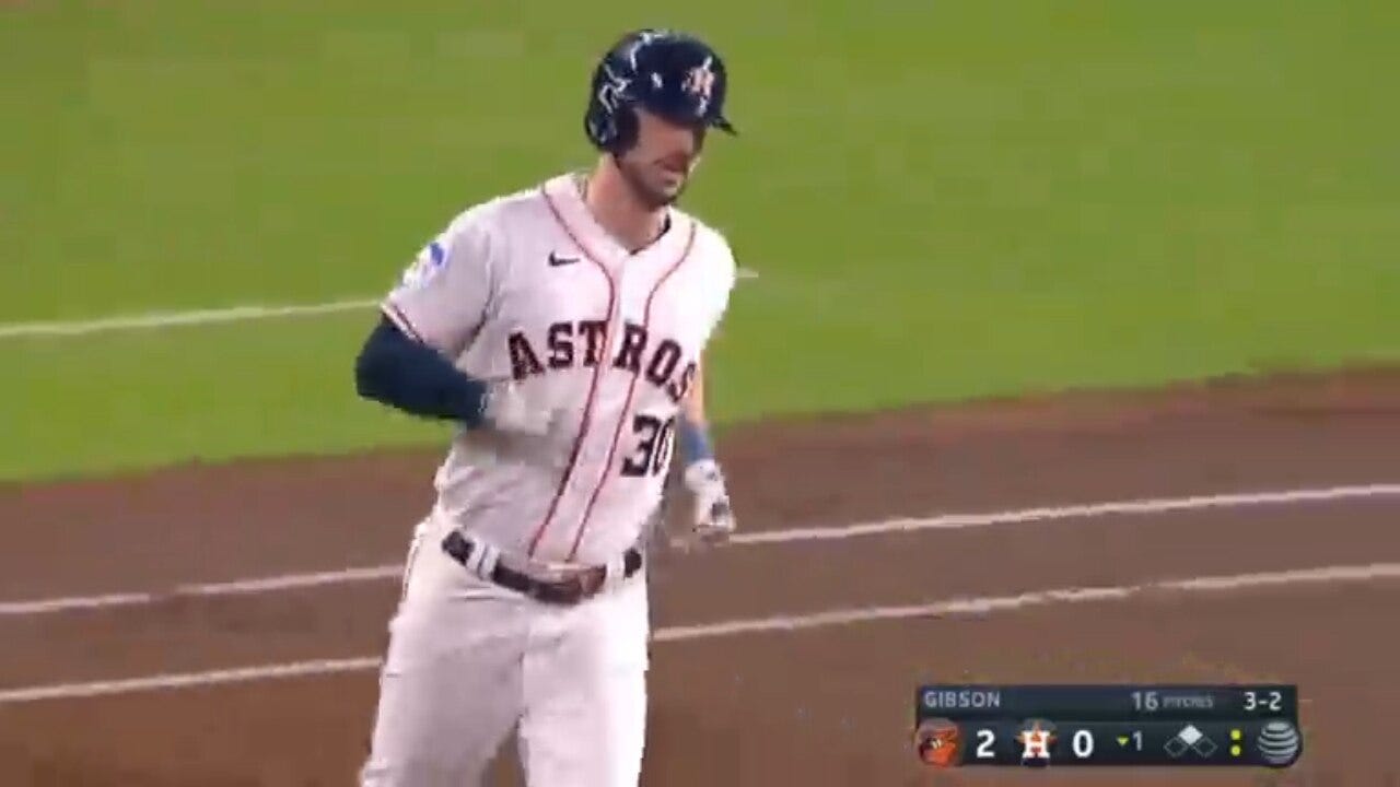 Kyle Tucker smokes a two-run homer, bringing Astros to a tie with Orioles