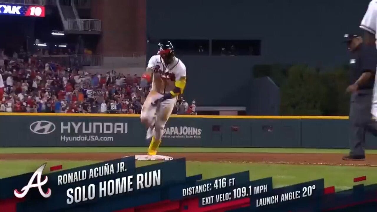 Ronald Acuña Jr. RIPS his second home run of the game and 39th of the season to extend the Braves' lead over the Phillies