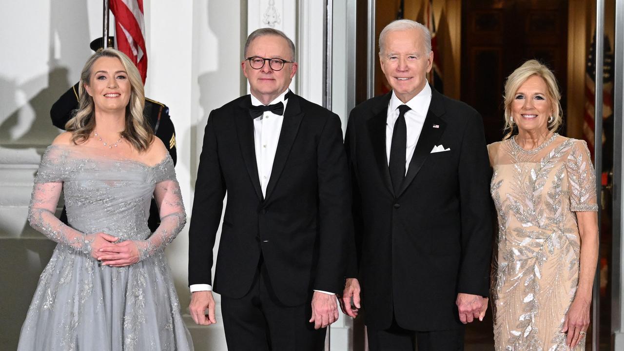 Australia’s ‘first lady’ Jodie Haydon stuns in glittery silver ball gown at White House