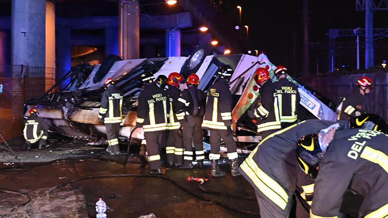 Venice bus crash: 20 dead as vehicle plunges from bridge in Mestre