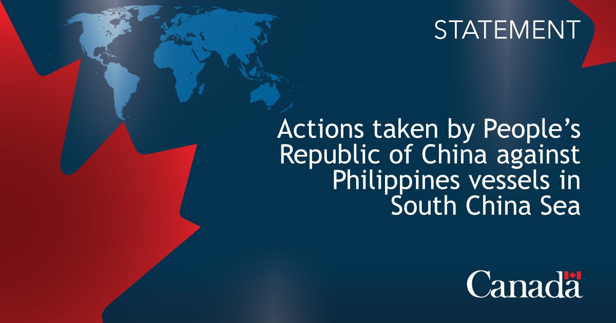 Statement on actions taken by People’s Republic of China against Philippines vessels in South China Sea