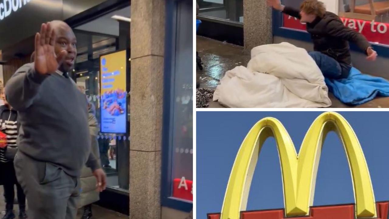 McDonald’s security guard filmed soaking homeless man’s sleeping bag with mop water