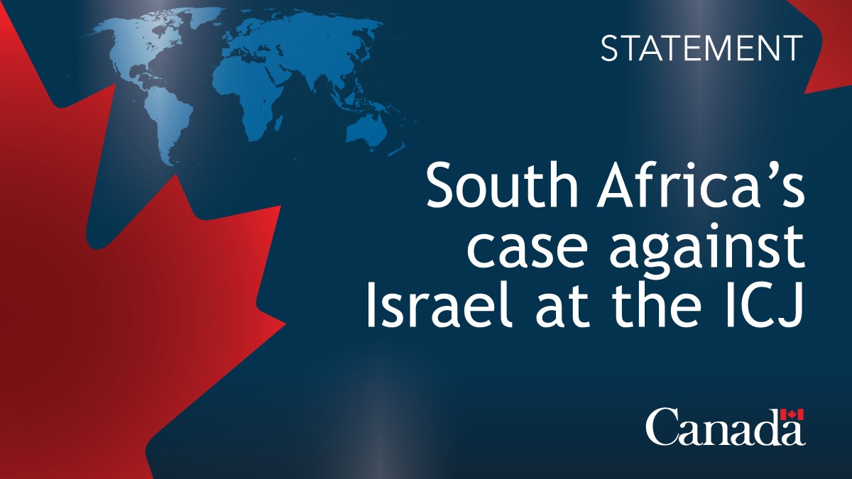 Statement by Minister Joly on South Africa’s case against Israel at the International Court of Justice