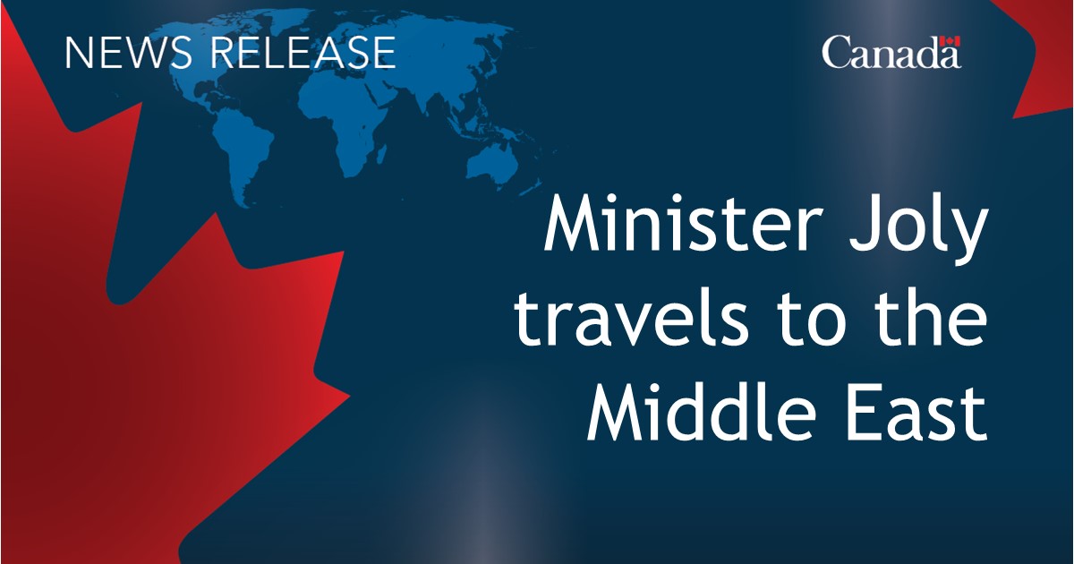 Minister Joly to travel to Saudi Arabia, Kuwait, United Arab Emirates, Israel and the West Bank to discuss the ongoing Israel-Hamas conflict and pathways towards sustainable peace